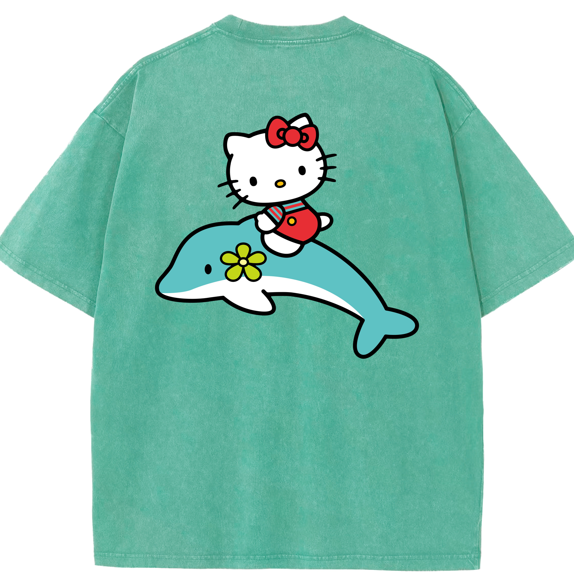 （画像用） Hello Kitty ハローキティ 綿100% ヴィンテージ風 半袖Tシャツ（背面プリント）